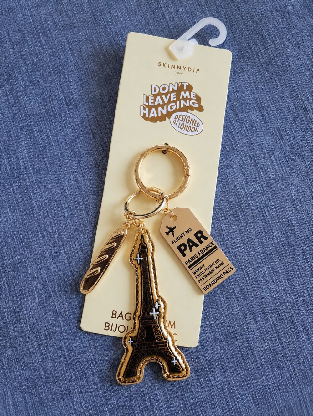 Skinnydip Gold Paris Eiffel Tower Keychain - Charm NEW